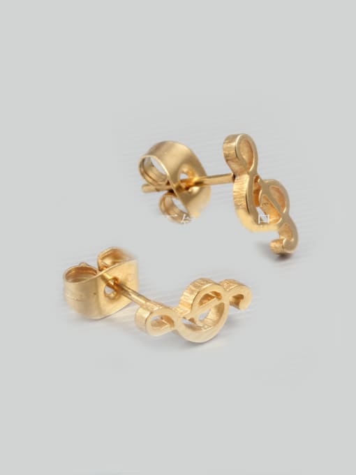 Golden Stainless Steel Music Symbols Stud Earrings