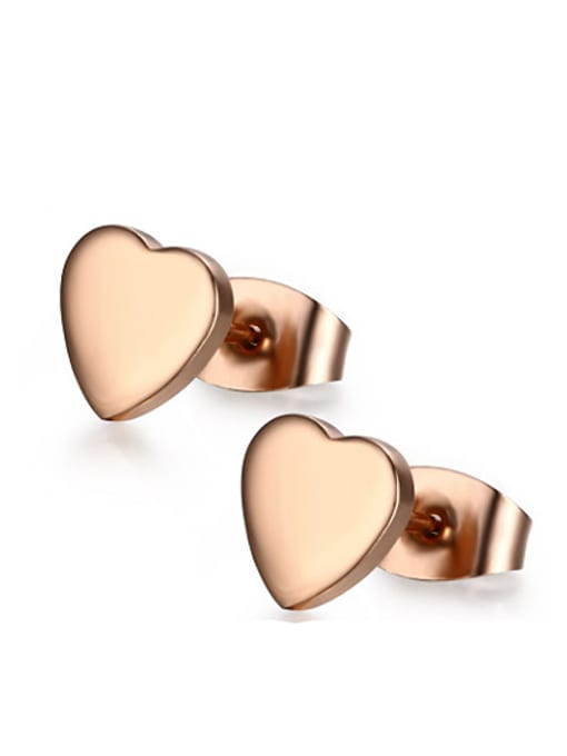 Rose Gold Elegant Rose Gold Plated Heart Shaped Titanium Stud Earrings