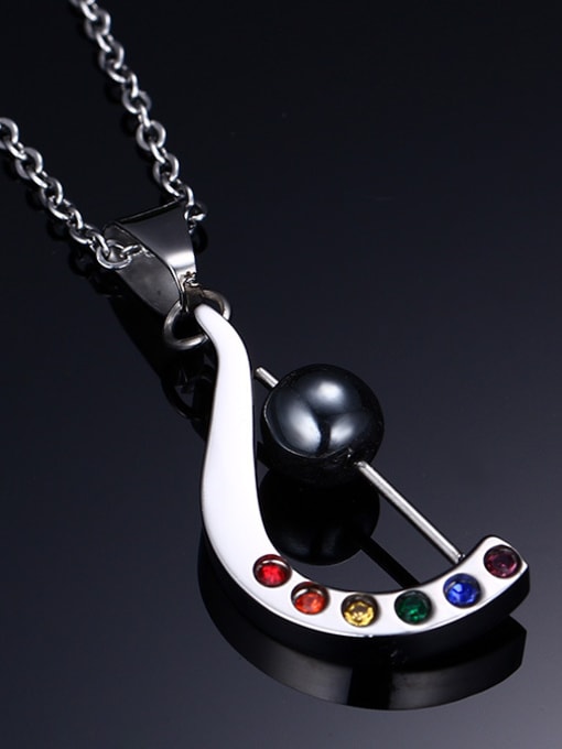CONG Colorful Harp Shaped Stainless Steel Rhinestone Pendant 1