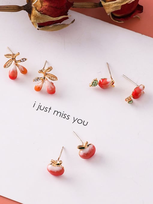Girlhood Alloy With Rose Gold Plated Cute Flower Stud Earrings 2