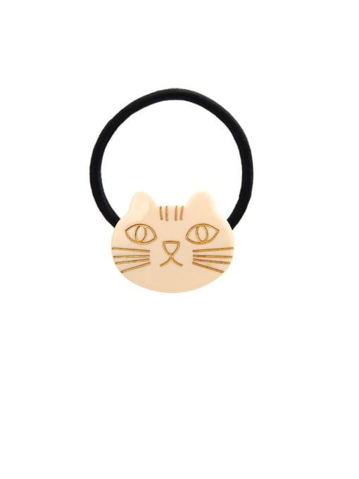 white Rubber Band With Cellulose Acetate Cute Cat Children Hair Ropes