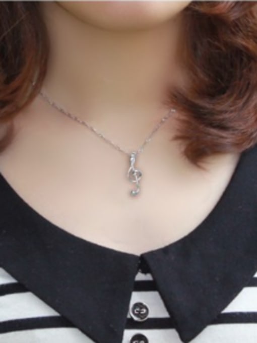 Open Sky Simple Musical Note Platinum Plated Necklace 1