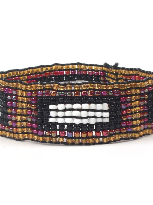 HB642-F Geometric Pattern National Style Exaggerate Woven Bracelet