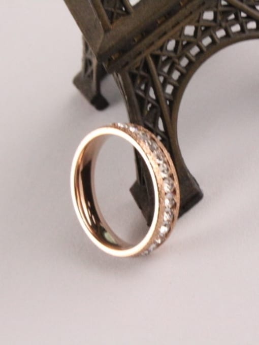 GROSE Rhinestones Simple Women Titanium Ring 2