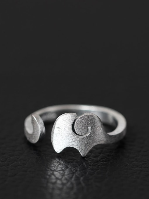 SILVER MI Elephant Fashion S925 Silver Opening Ring 0