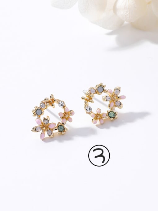 3#K4501 Alloy With Rose Gold Plated Simplistic Flower Stud Earrings