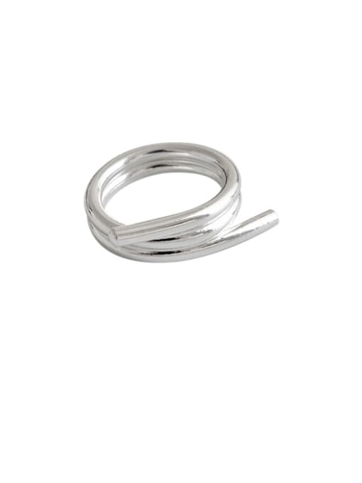 DAKA 925 Sterling Silver Simplistic Simple Multi-layer Winding Cross Free Size Rings 0