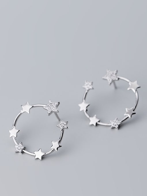 Rosh 925 Sterling Silver With Silver Plated Simplistic Star Stud Earrings 1