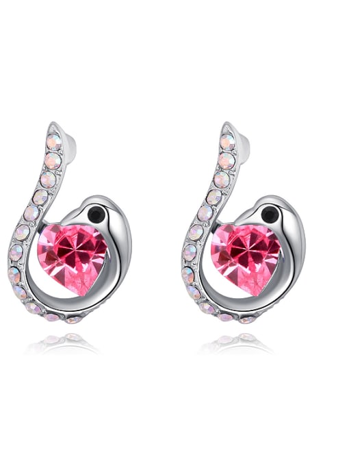 QIANZI Fashion Heart austrian Crystals Swan Alloy Stud Earrings 3