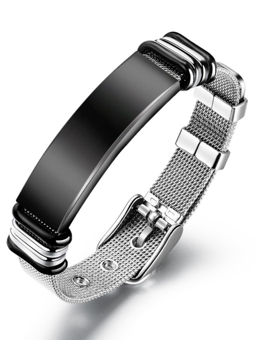 black Bracelet Stainless Steel With Black Gun Plated Simplistic Geometric Band Bracelets