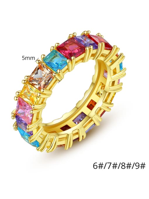 BLING SU Copper With Gold Plated Cute Geometric Band Rings 2