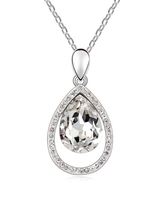 QIANZI Simple Water Drop shaped austrian Crystal Pendant Alloy Necklace 1