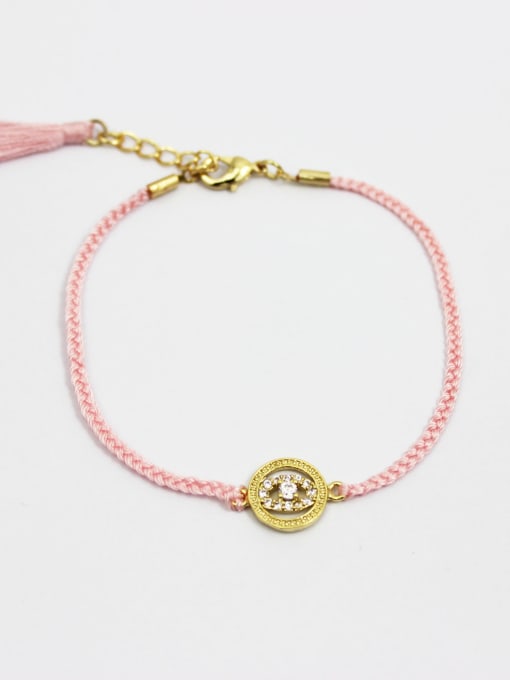 Pink Women Pink Geometric Shaped Chinlon Bracelet