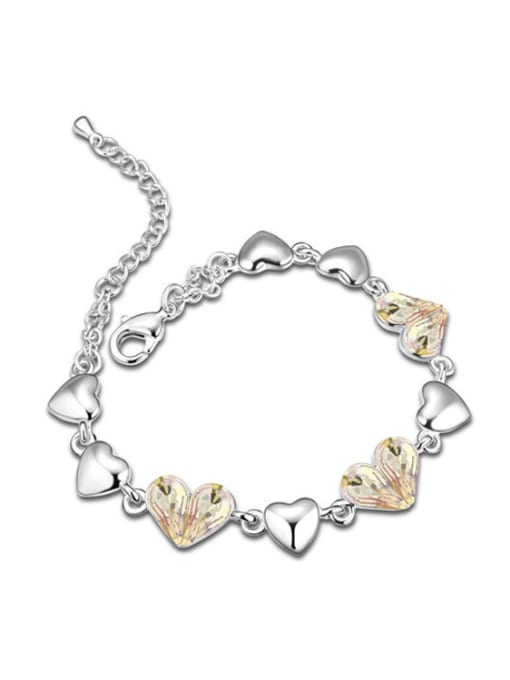 yellow Fashion austrian Crystals Heart Alloy Bracelet