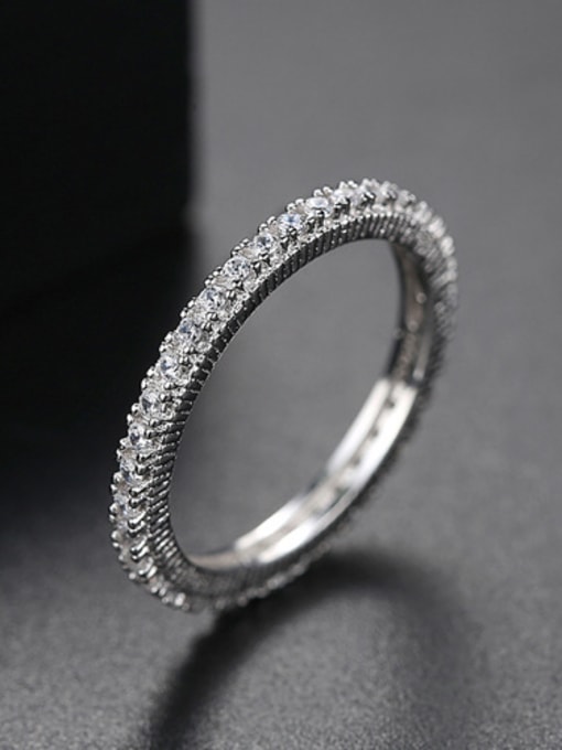 Platinum Sterling Silver micro-inlay AAA zircon Minimalist design ring