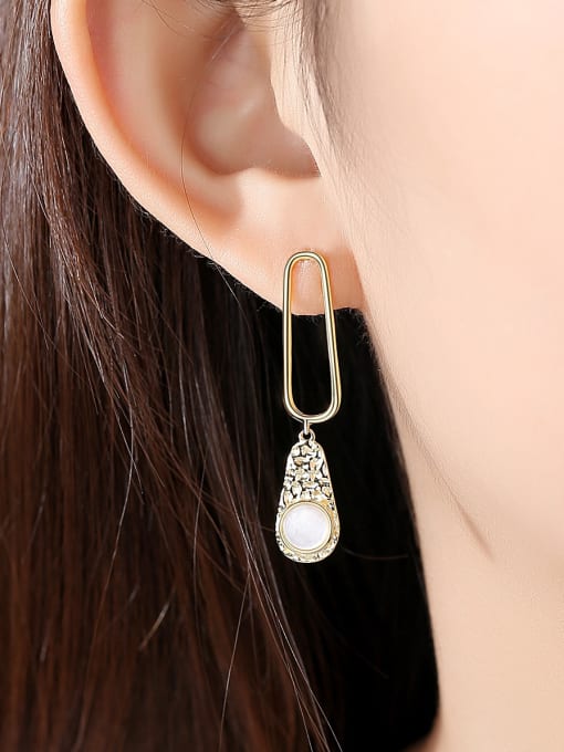CCUI 925 Sterling Silver With Gold Plated Personality Water Drop Drop Earrings 1