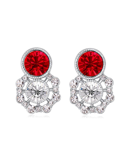 red Fashion Shiny austrian Crystals-covered Alloy Earrings
