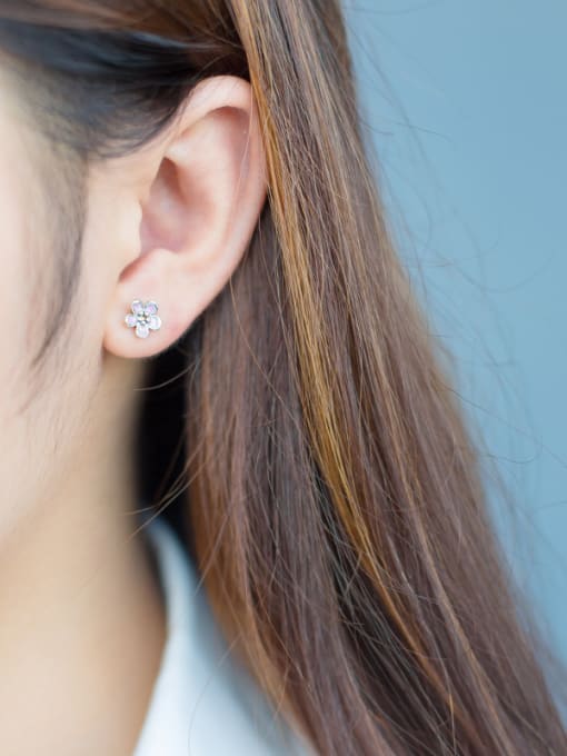 Rosh S925 silver sweet pink sakura stud Earring 2