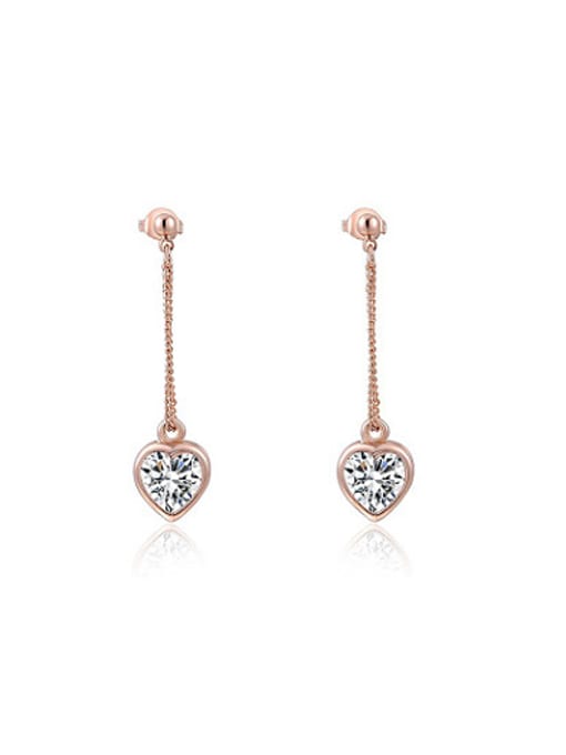 Rose Gold Trendy Heart Shaped AAA Zircon Drop Earrings