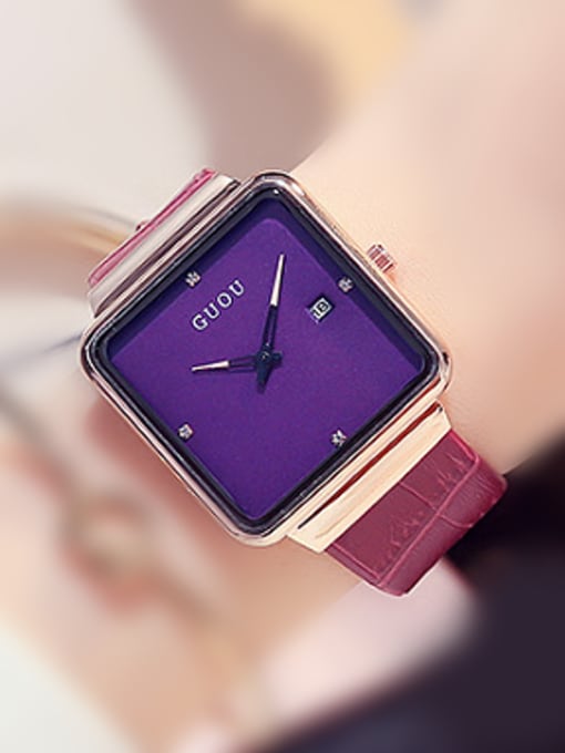 Purple GUOU Brand Simple Square Watch