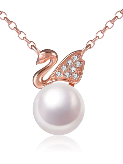 Rose Gold Freshwater Pearl Swan Necklace