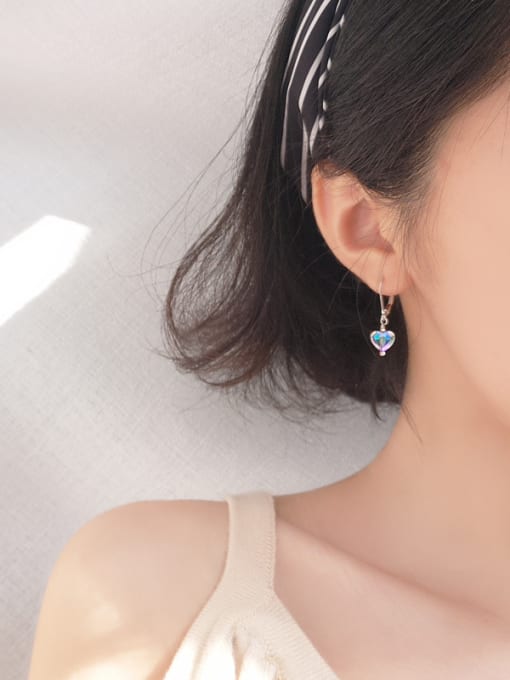 Peng Yuan Elegant Shiny Heart Crystal 925 Silver Earrings 1
