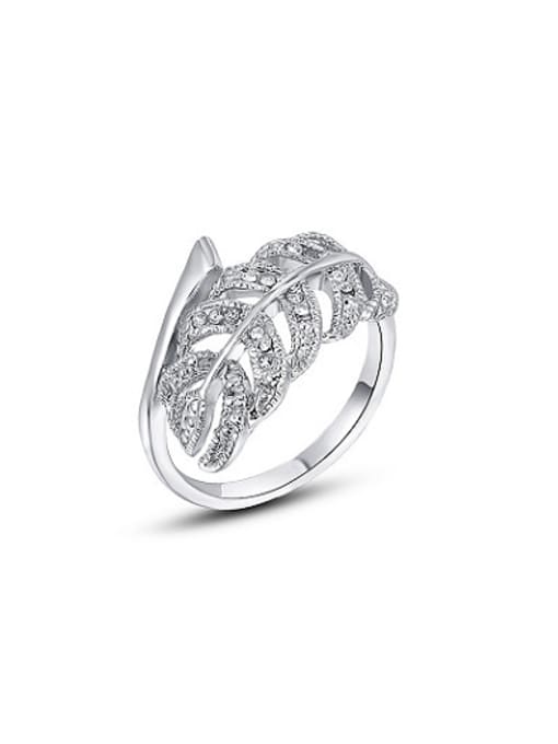 Ronaldo Exaggerated Leaf Shaped Austria Crystal Ring 0