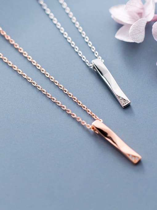 Rosh 925 Sterling Silver With Rose Gold Plated Simplistic Irregular Necklaces