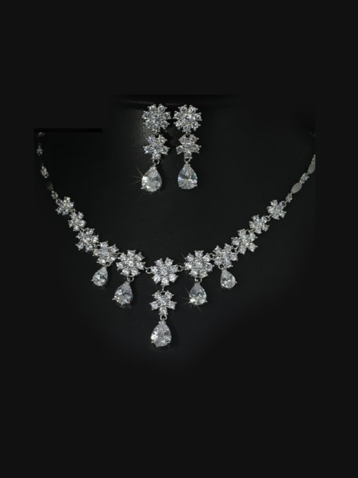 L.WIN Elegant Flower Wedding Jewelry Set 1