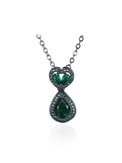 Green Fashion Water Drop Shaped Zircon Women Necklace
