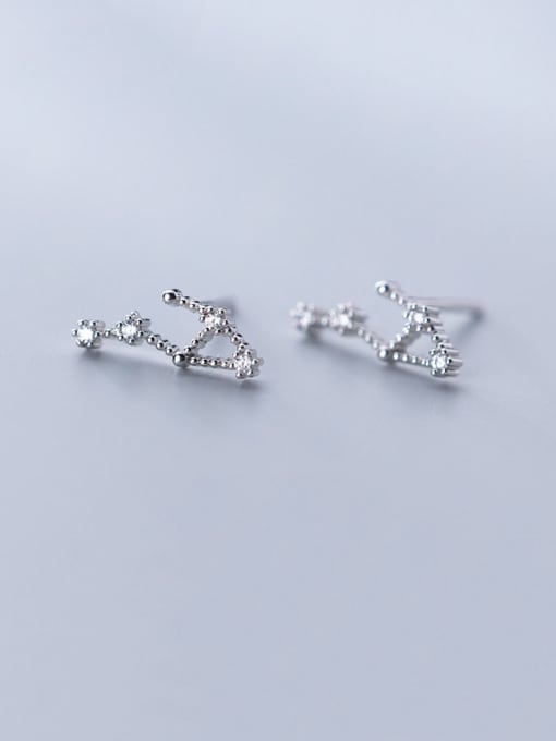 Libra 925 Sterling Silver With Cubic Zirconia Simplistic Constellation Stud Earrings