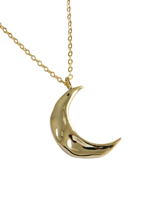 DAKA 925 Sterling Silver With Convex-Concave Simplistic Moon Necklaces 4