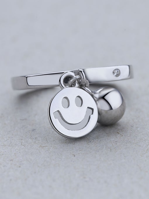 One Silver Personalized Little Smile Bead 925 Silver Opening Ring 1