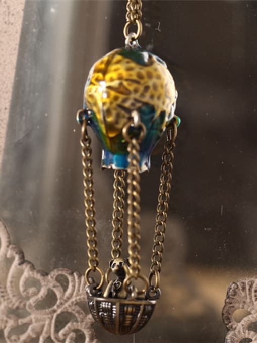 Dandelion Vintage Hot Air Balloon Shaped Bear Necklace
