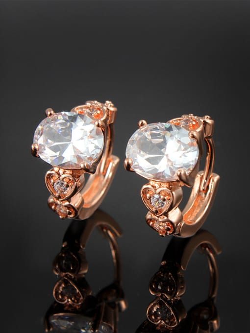 SANTIAGO Fashion 18K Rose Gold Plated Zircon Clip Earrings 1