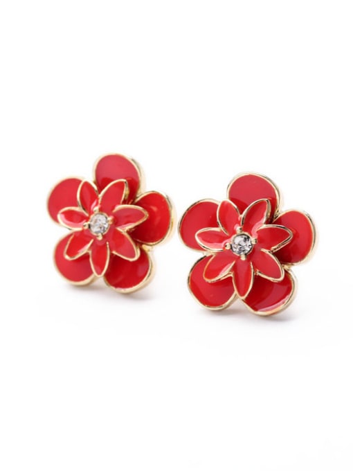 Red Lovely Flower stud Earring