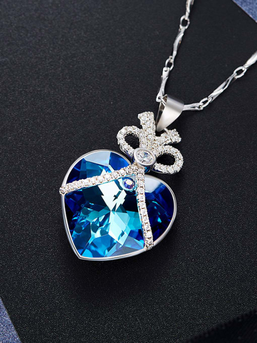 blue 2018 Blue Heart Shaped Necklace