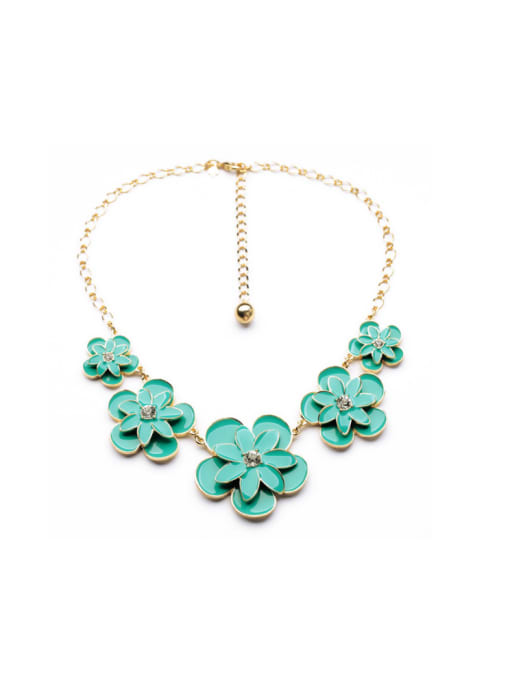 Blue Enamel Flower Sweet Women Necklace