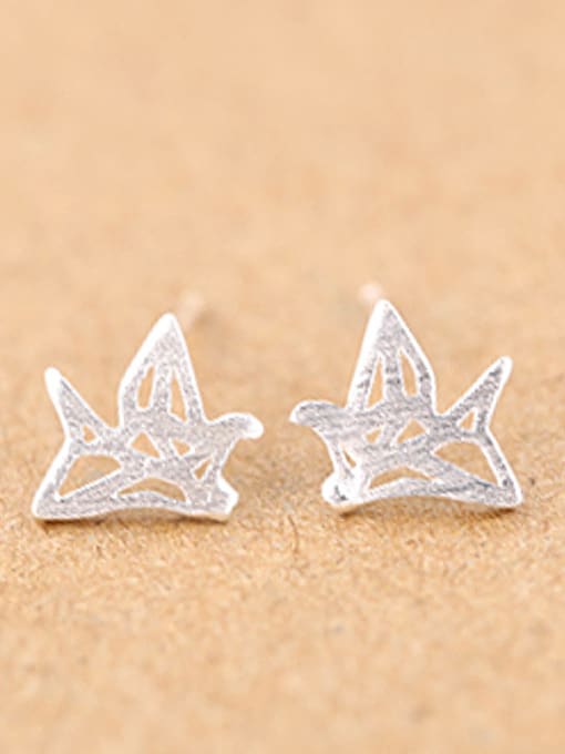 Peng Yuan Simple Paper Crane Silver stud Earring 0