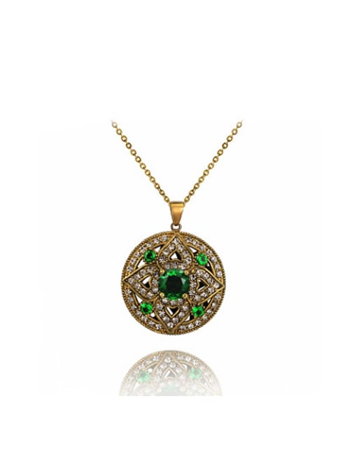 Antique Gold Vintage Round Shaped AAA Zircon Necklace