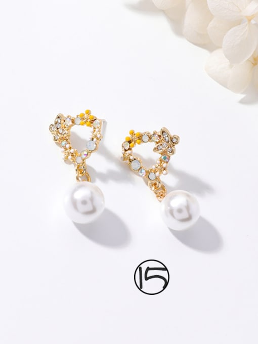 15#J1109 Alloy With Rose Gold Plated Simplistic Flower Stud Earrings
