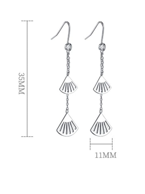 Dan 925 Sterling Silver With Long fringe fan Fashion Irregular Drop Earrings 3