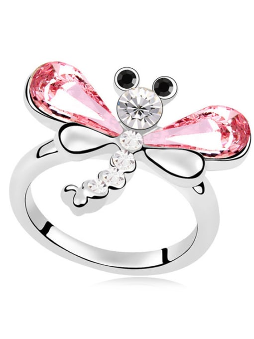 pink Fashion Dragonfly austrian Crystals Alloy Ring