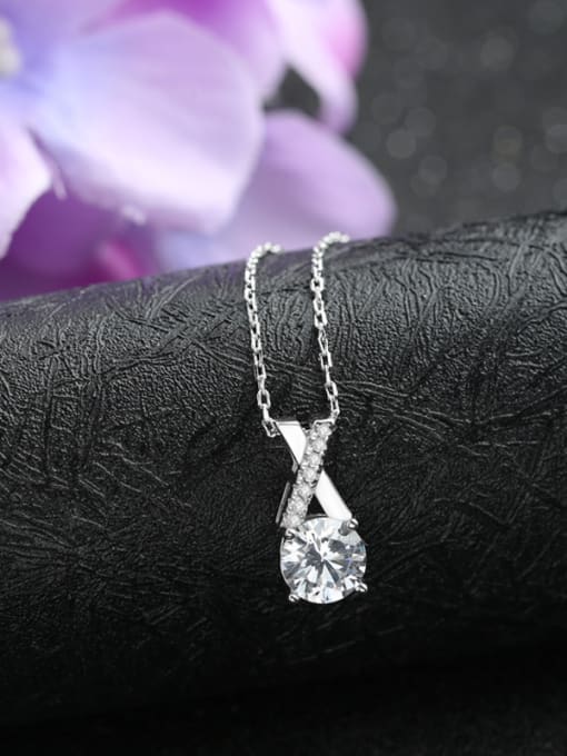 kwan Cross Shining Zircons S925 Silver Clavicle Necklace 2