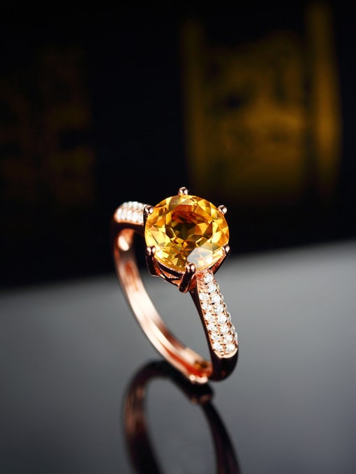 Deli Rose Gold Plated Citrine Zircon Engagement Ring 0