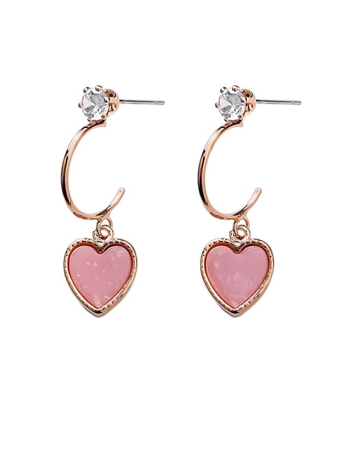Girlhood Alloy With Rose Gold Plated Cute Heart Stud Earrings 2