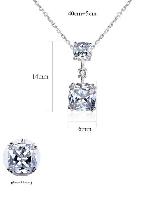 CCUI 925 Sterling Silver With Cubic Zirconia Simplistic Square Necklaces 4