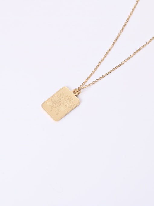 GROSE Titanium With Gold Plated Personality Square Rose Necklaces 2