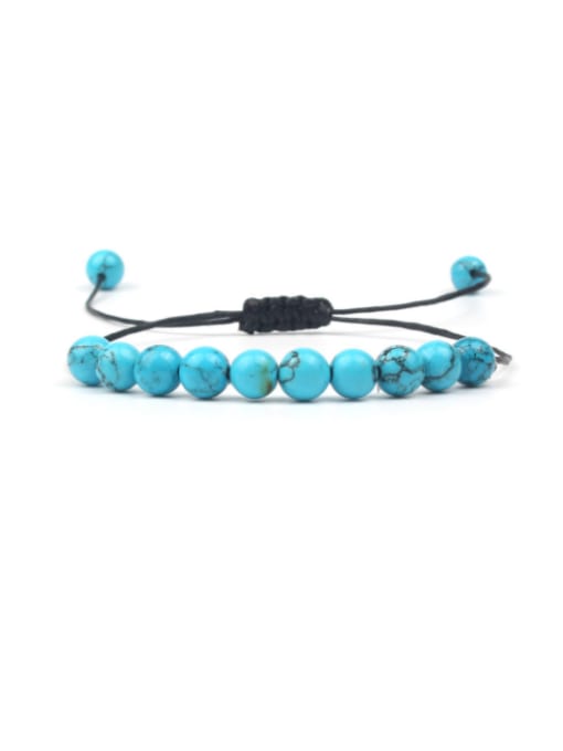 KSB1134-B Blue Turquoise Retro National Style Woven Stretch Bracelet