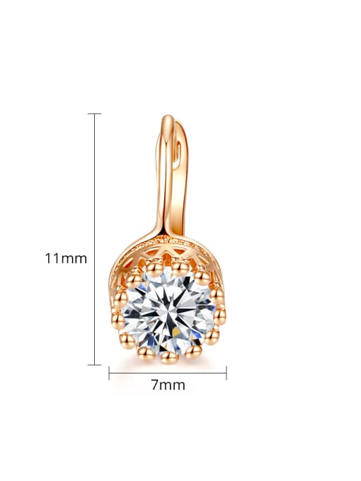 BLING SU Copper With 18k Rose Gold Plated Delicate Round Cubic Zirconia Clip On Earrings 4